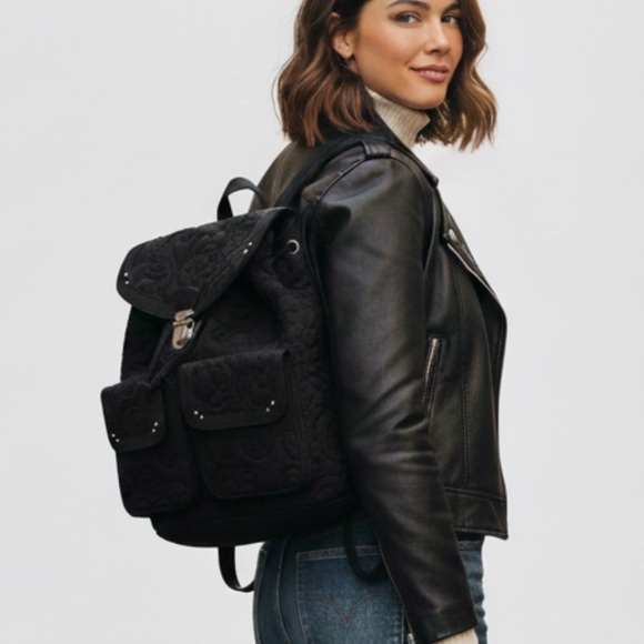 Vera Bradley Handbags - Vera Bradley Quilted Floral Amy Backpack Black Drawstring Essential Bag Boho